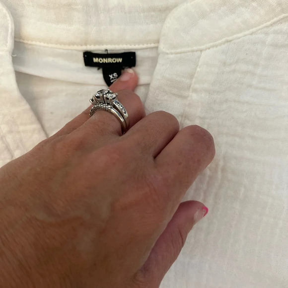 Monrow Easy dress size xs excellent condition 100% cotton white bell sleeves - Picture 8 of 8